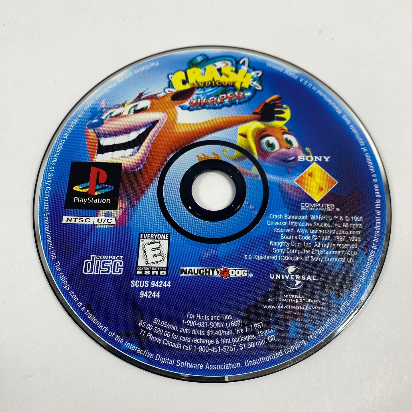 Crash Bandicoot Warped (Sony PlayStation 1 PS1, 1998)