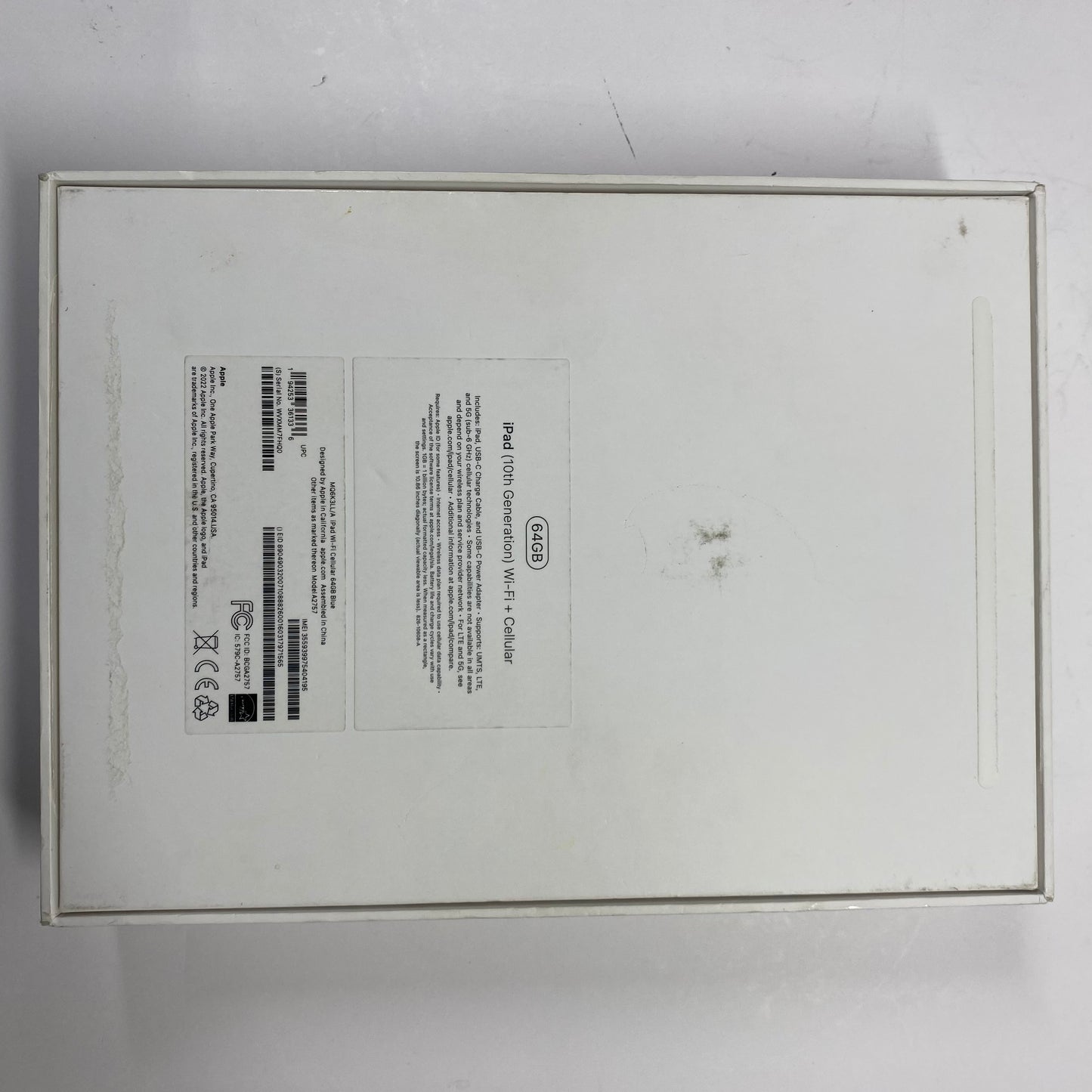 Unlocked Apple iPad 10th Gen 64GB 18.3.1 BLUE MQ6K3LL/A