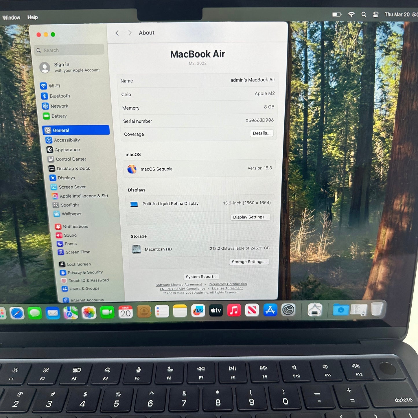 2022 Apple MacBook Air 13.6" M2 8C GPU 3.5GHz 8GB RAM 256GB SSD A2681