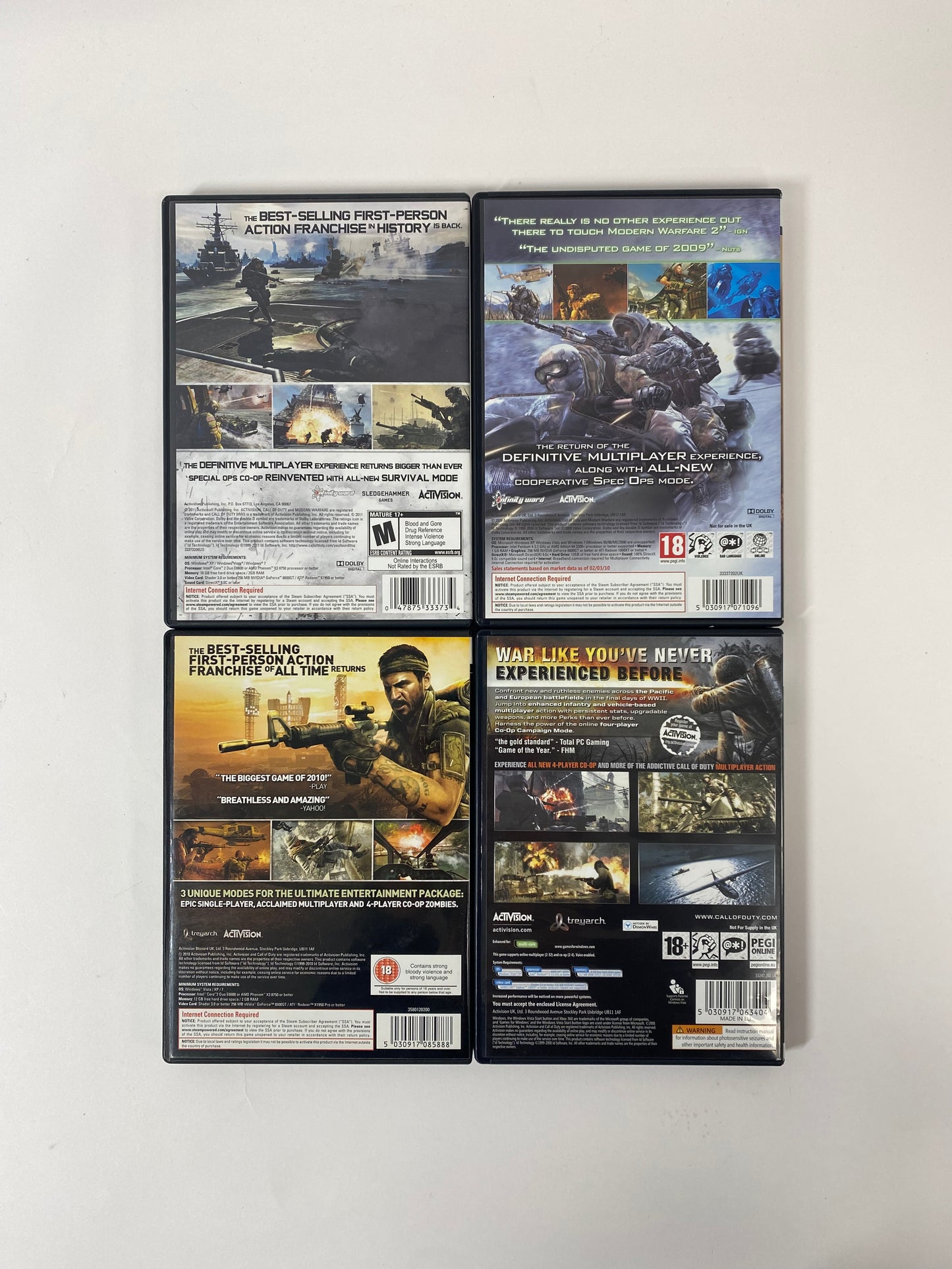 Lot of 4 PC Call of Duty Games WaW, MW2, MW3, Black Ops