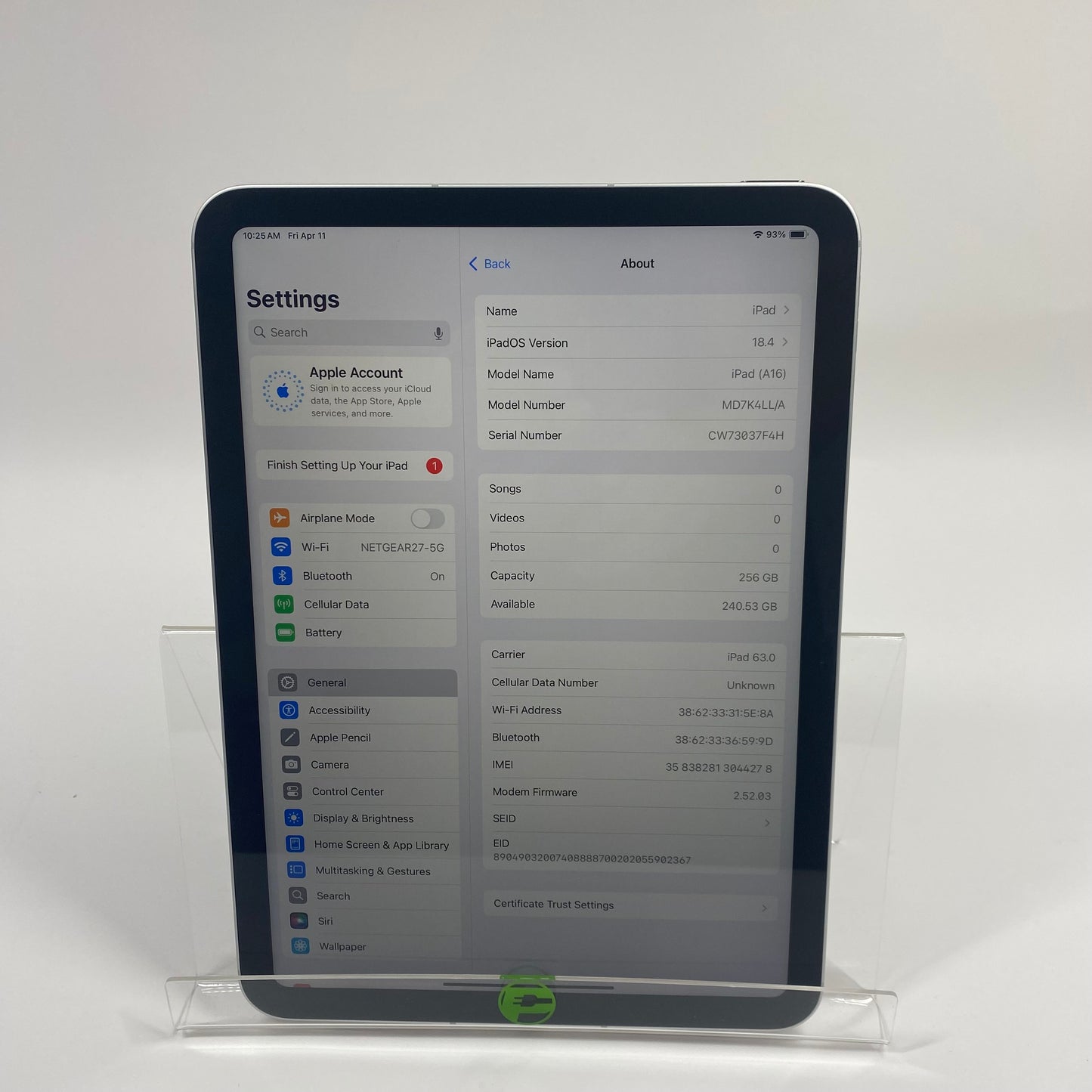 Apple iPad 11" (A16) 256GB 18.4 Silver MD7K4LL/A