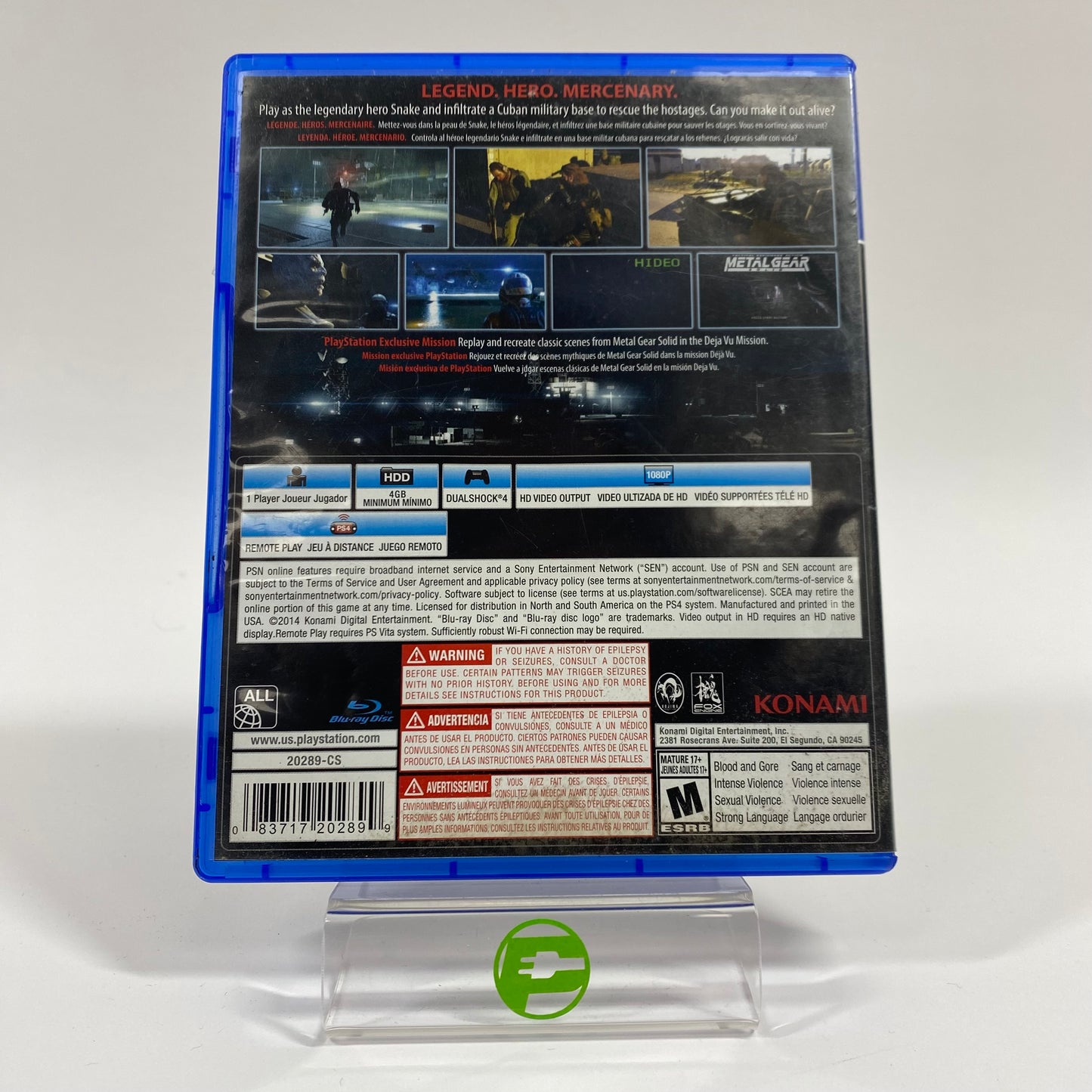 Metal Gear Solid V: Ground Zeroes (Sony PlayStation 4 PS4, 2014)