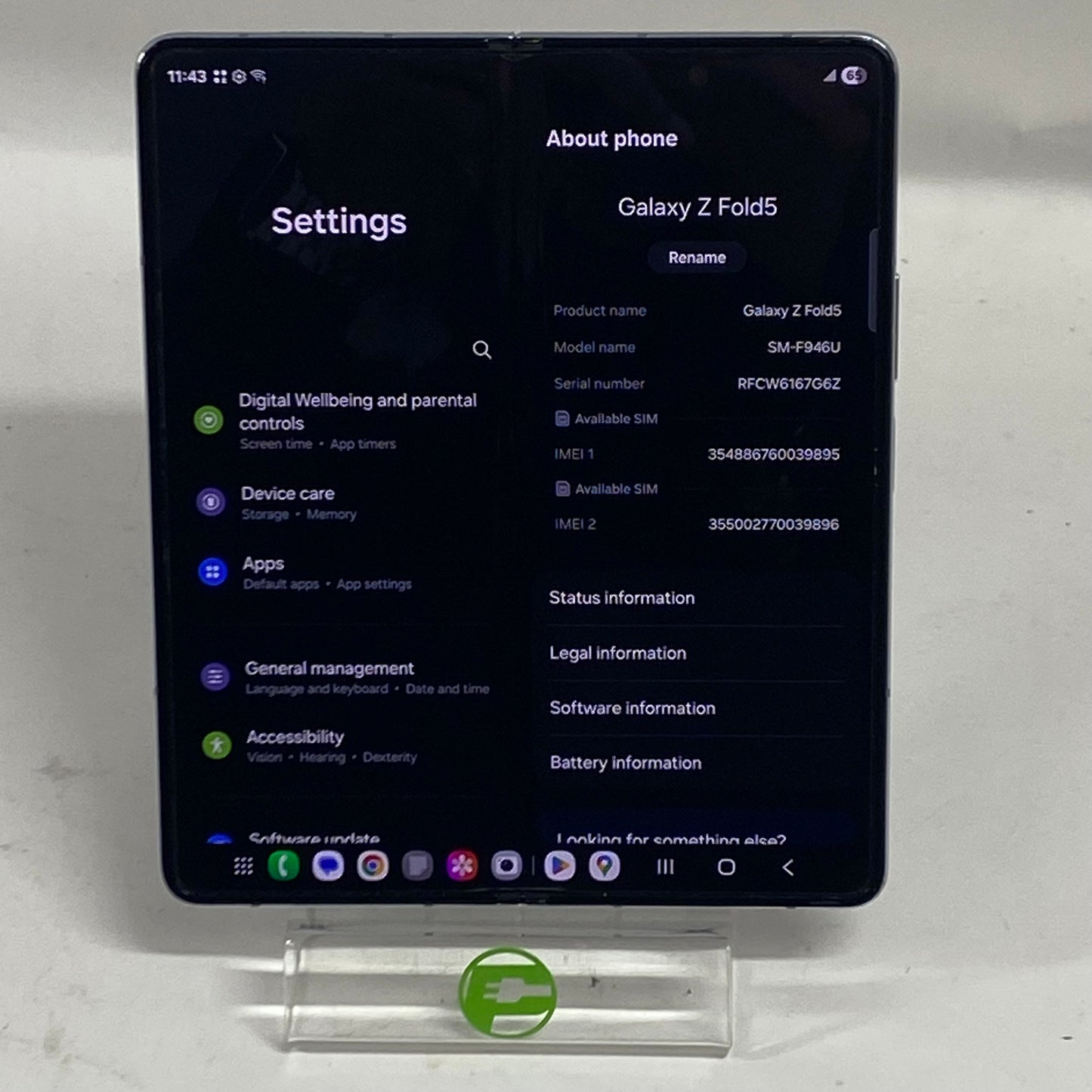 T-Mobile Samsung Galaxy Z Fold5 12GB RAM 256GB SM-F946U Icyblue