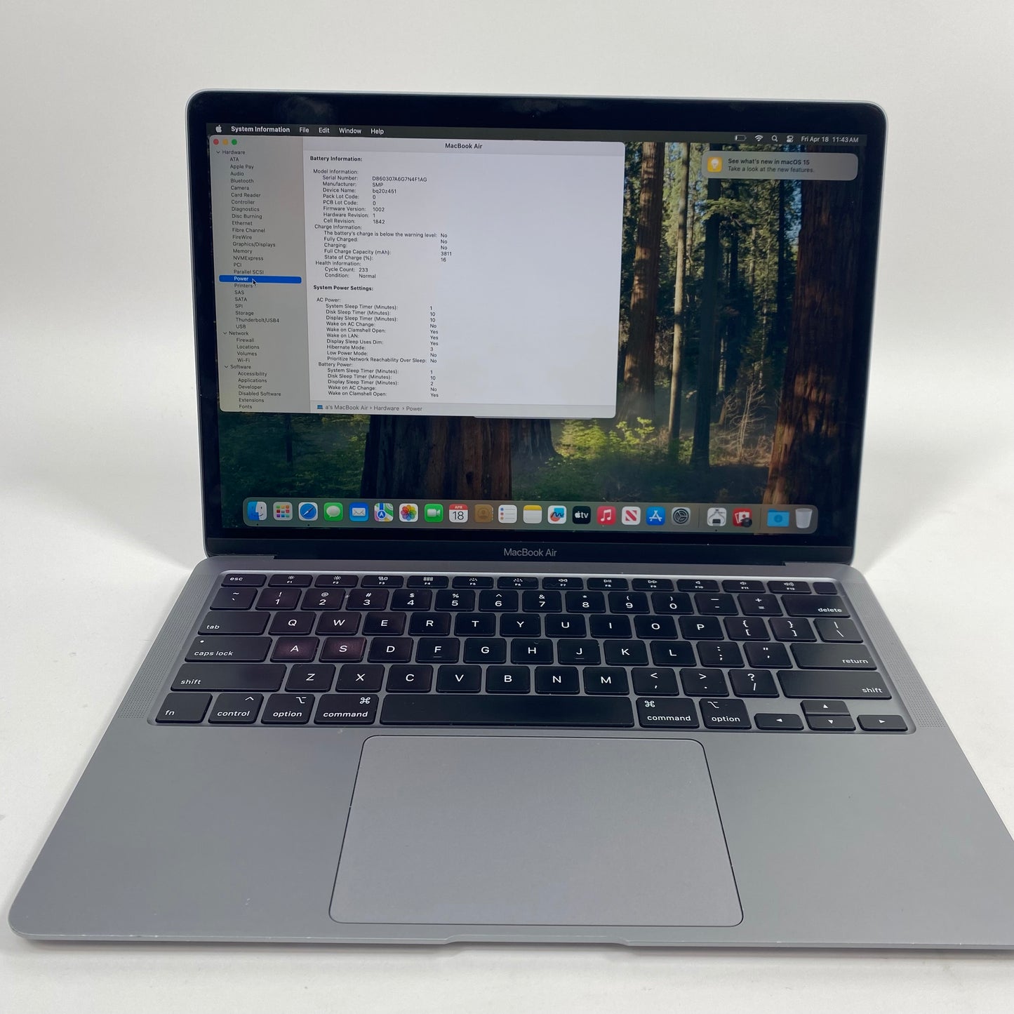 2020 Apple MacBook Air 13.3" M1 3.2GHz 8GB RAM 512GB SSD Space Gray A2337