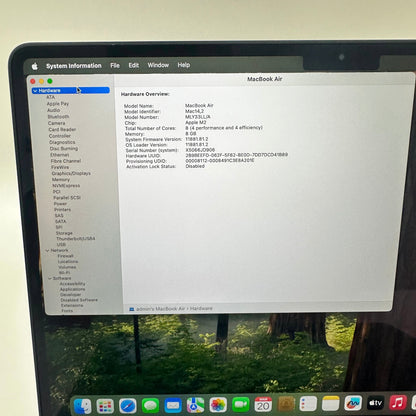 2022 Apple MacBook Air 13.6" M2 8C GPU 3.5GHz 8GB RAM 256GB SSD A2681
