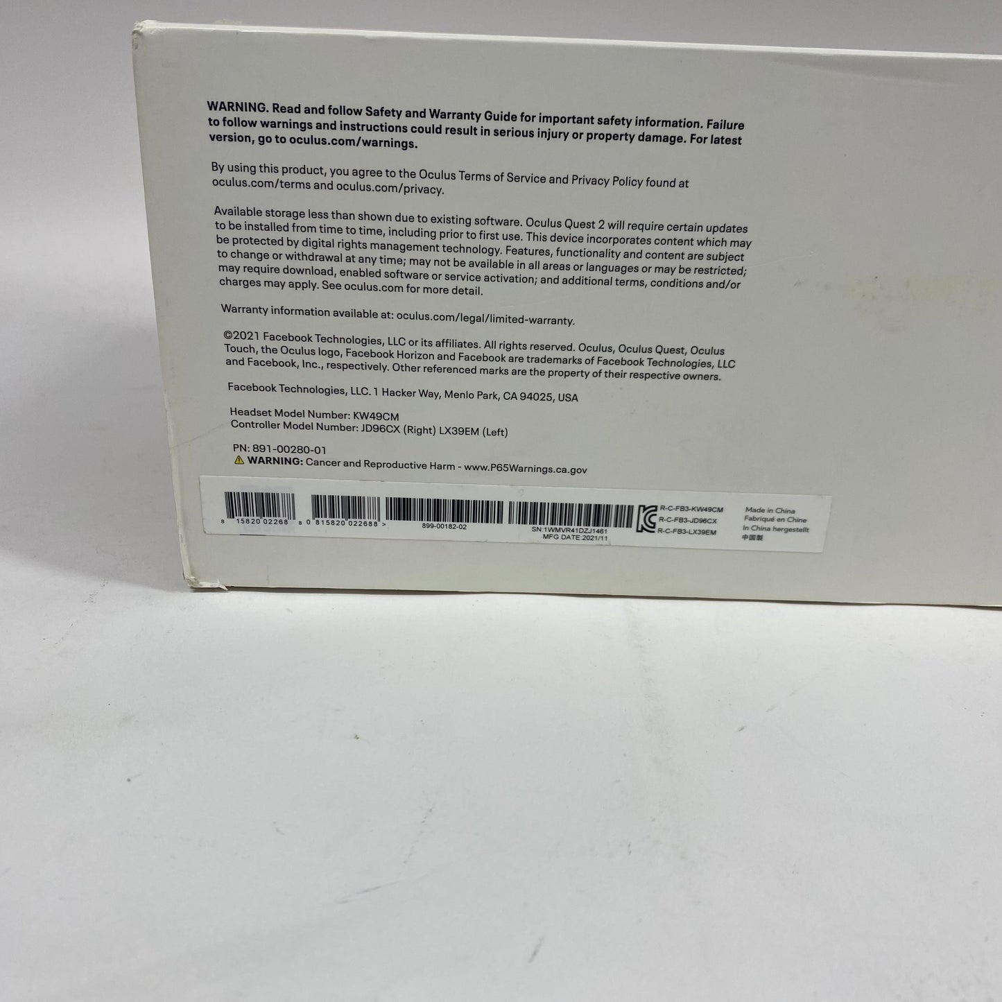 Oculus Quest 2 128GB VR System KW49CM
