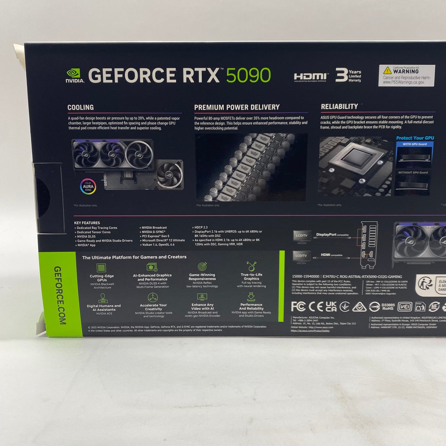 New ASUS ROG Astral RTX 5090 32GB GDDR7 Graphics ROG-ASTRAL-RTX5090-O32G-GAMING