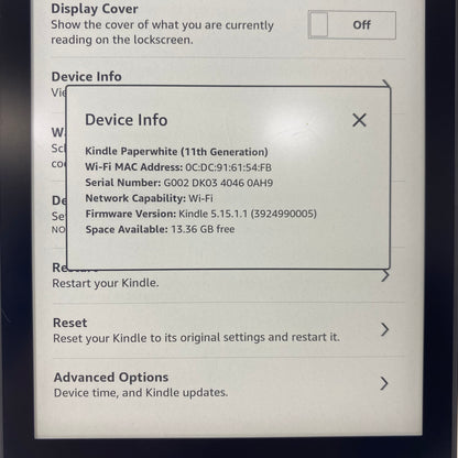 WiFi Only Amazon Kindle Paperwhite 11th Gen 16GB Black M2L3EK