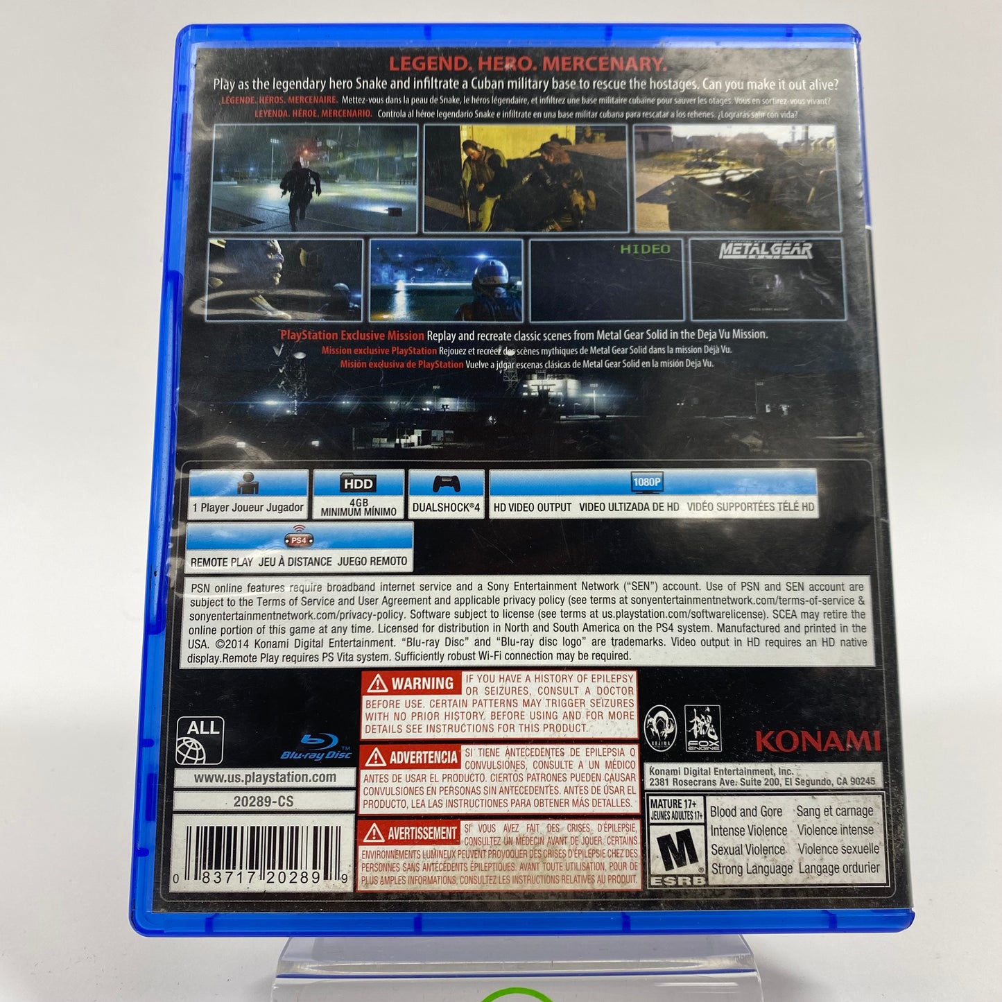 Metal Gear Solid V: Ground Zeroes (Sony PlayStation 4 PS4, 2014)