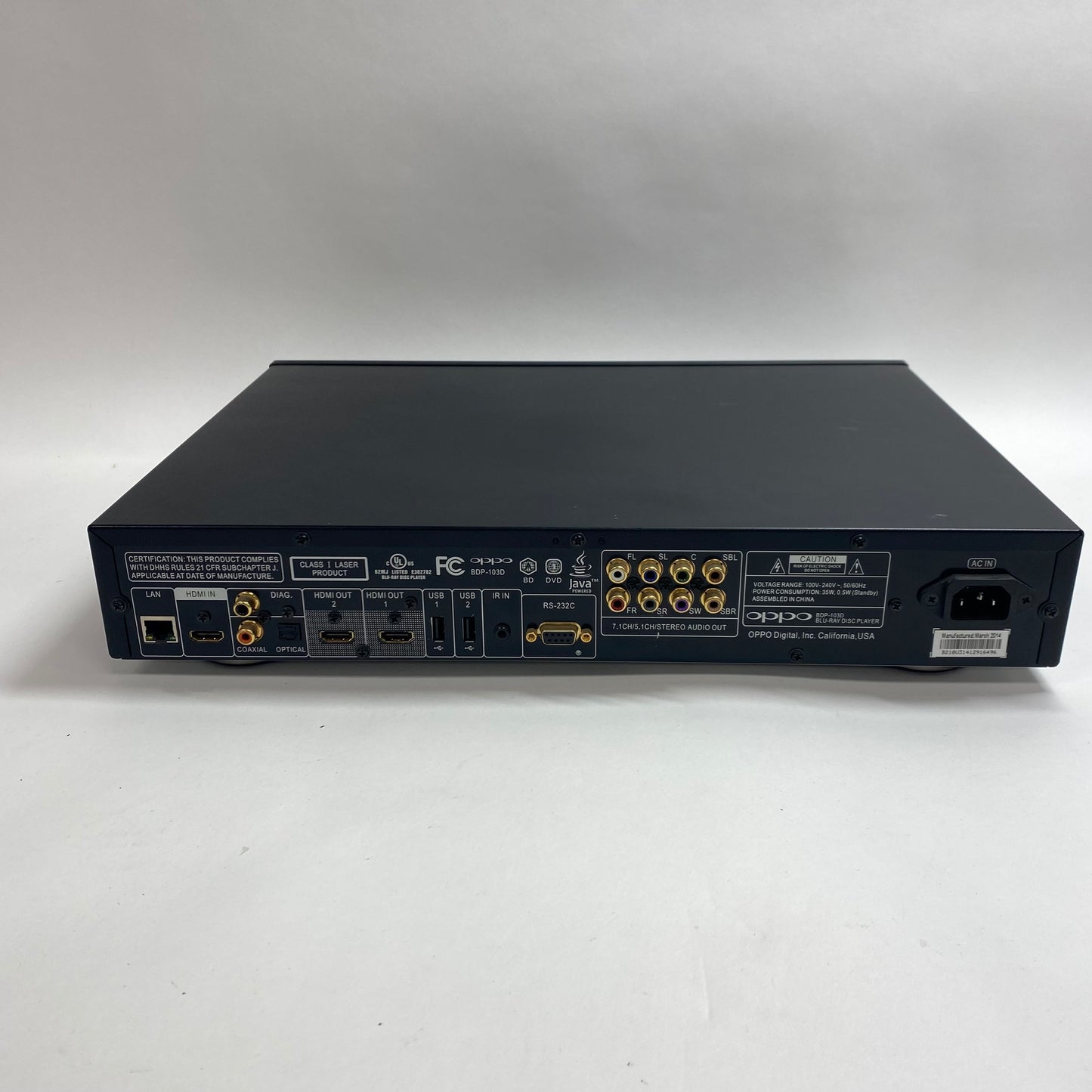 Oppo Blu-Ray Player with Remote and Cables Blu-Ray Player BDP-103D