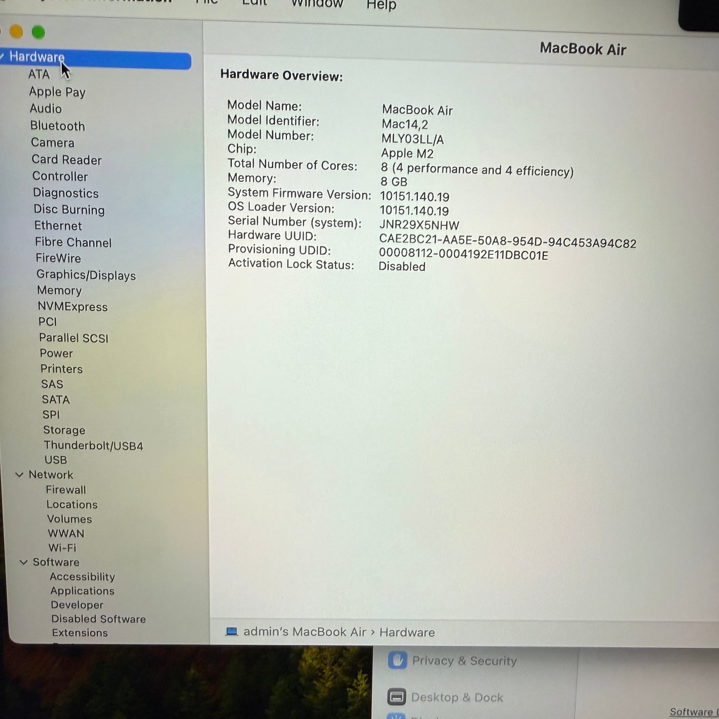 2022 Apple MacBook Air 13.6" M2 10C GPU 3.5GHz 8GB RAM 512GB SSD A2681