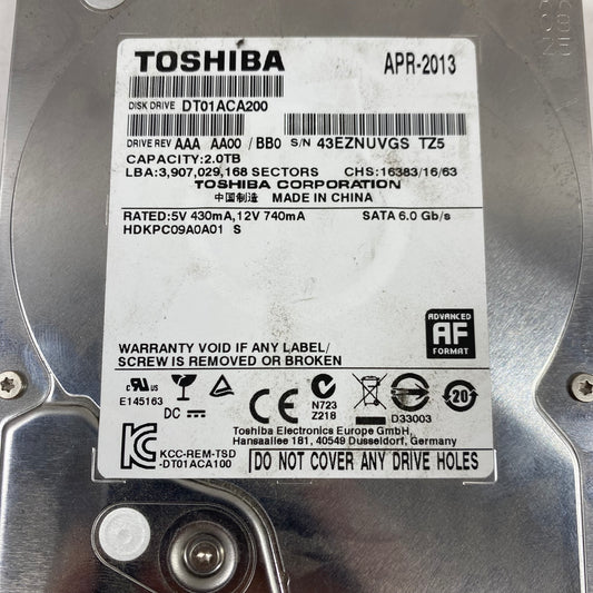 Toshiba 3.5" DT01ACA200 2TB SATA III 6Gbps HDD DT01ACA200