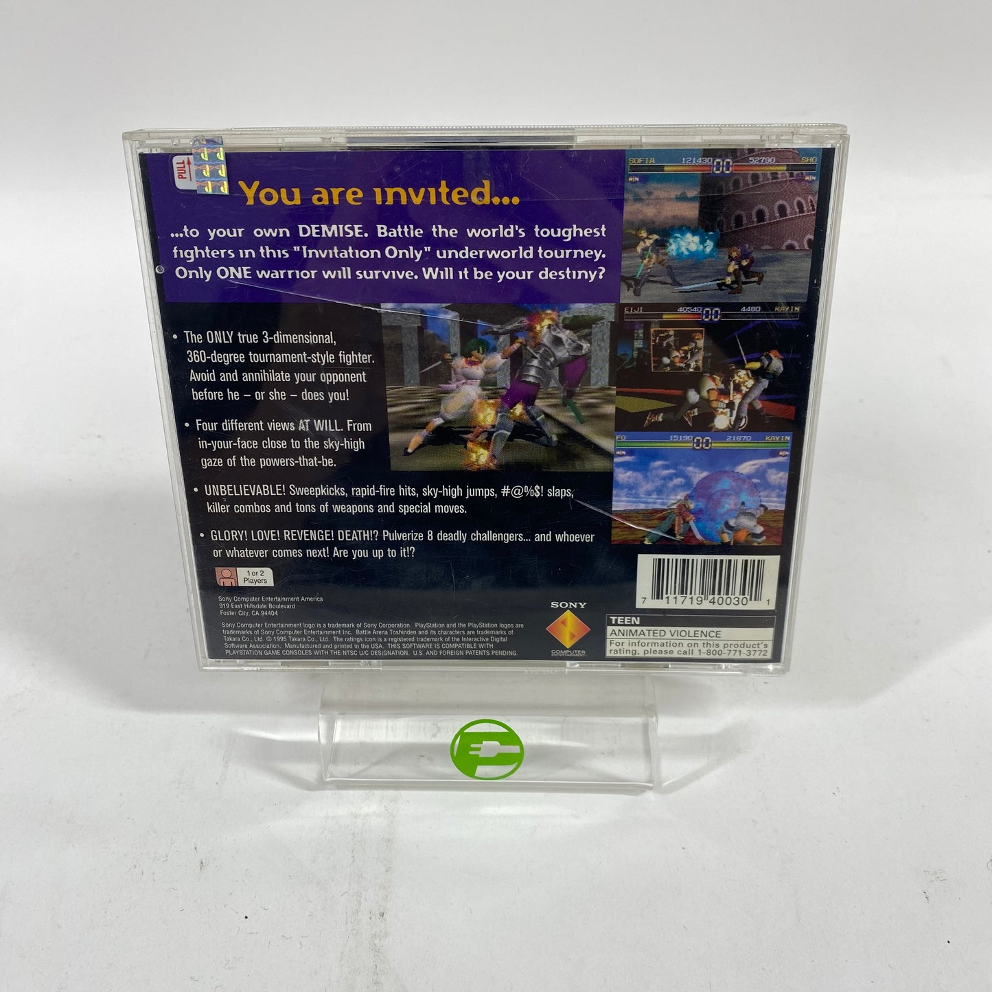 Battle Arena Toshinden [Not for Resale] (Sony PlayStation 1 PS1, 1995)