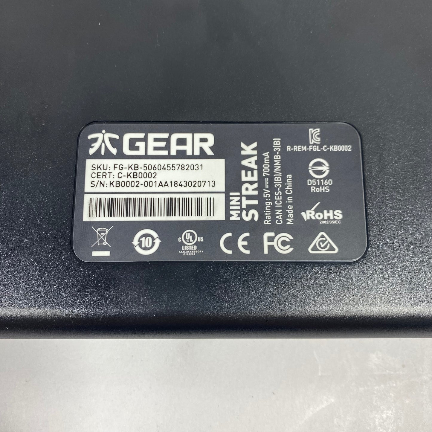 Gear Mini Streak Wired RGB Keyboard KB0002