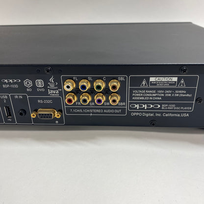 Oppo Blu-Ray Player with Remote and Cables Blu-Ray Player BDP-103D