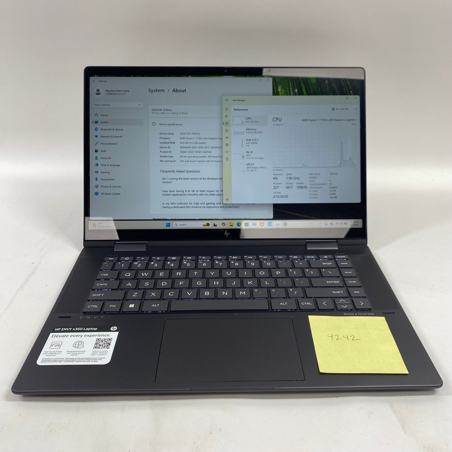 HPENVYx360 2-in-1 15-FH0023DX 15.6"Ryzen7 7730U 2.0GHz16GBRAM512GBRadeonGraphics