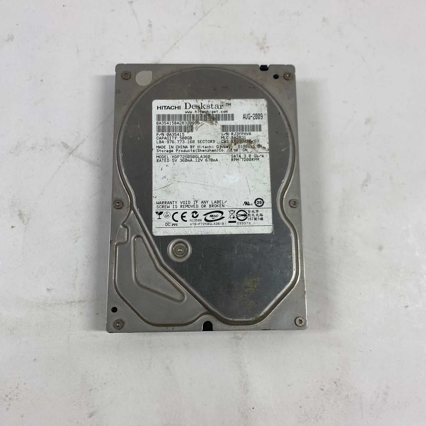 Hitachi 2.5" DeskStar 500GB SATA III 6Gbps HDD 0A35415BA28310C98