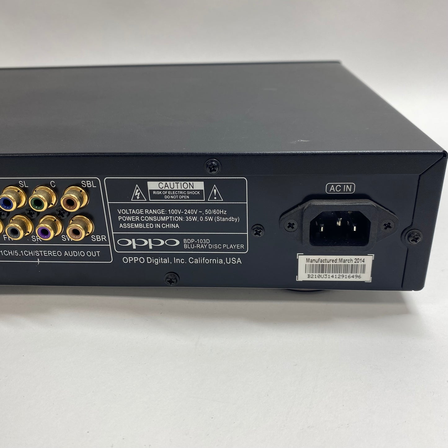 Oppo Blu-Ray Player with Remote and Cables Blu-Ray Player BDP-103D