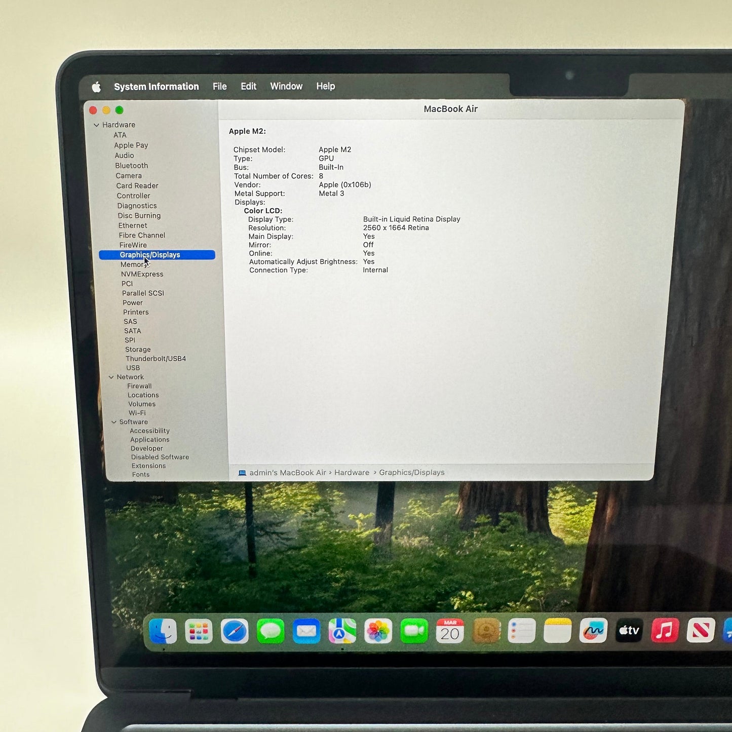 2022 Apple MacBook Air 13.6" M2 8C GPU 3.5GHz 8GB RAM 256GB SSD A2681