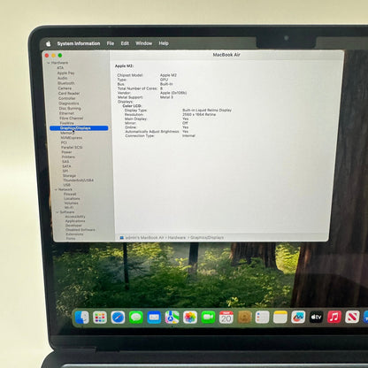 2022 Apple MacBook Air 13.6" M2 8C GPU 3.5GHz 8GB RAM 256GB SSD A2681