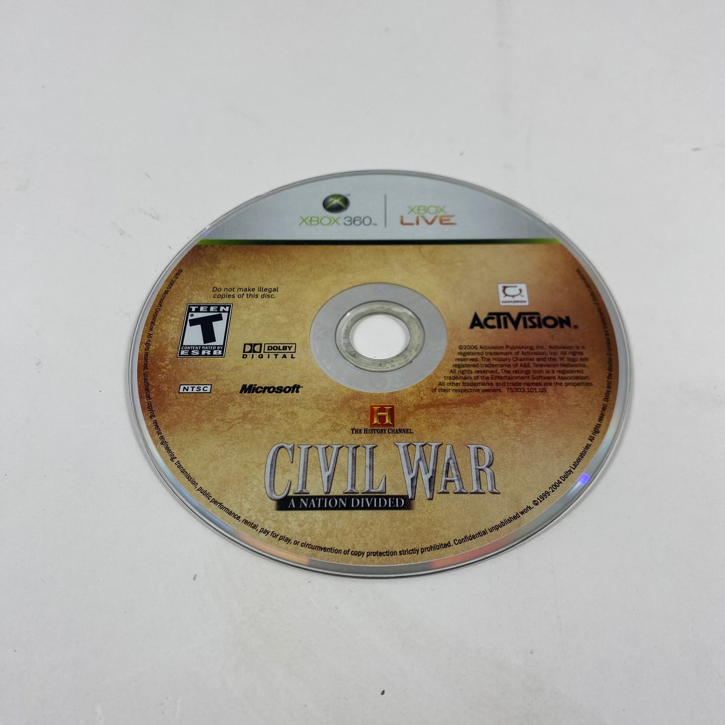 History Channel Civil War A Nation Divided (Microsoft Xbox 360, 2006)