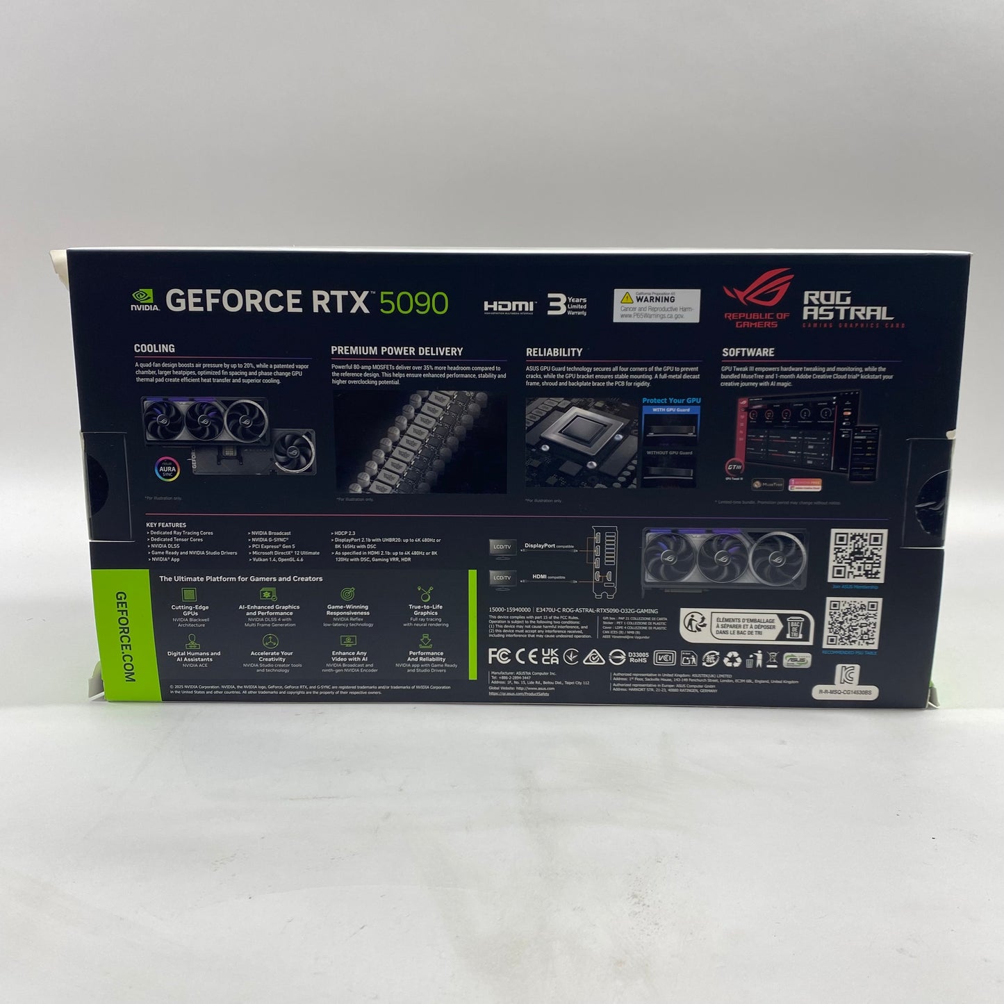 New ASUS ROG Astral RTX 5090 32GB GDDR7 Graphics ROG-ASTRAL-RTX5090-O32G-GAMING
