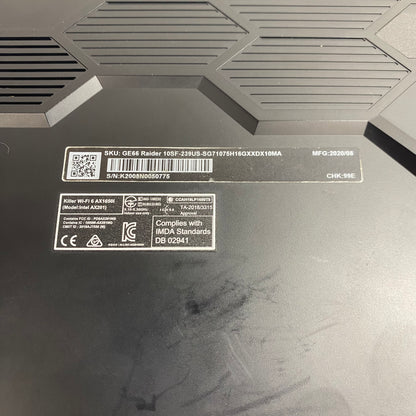 MSI Raider GE66 MS-1541 15.6" i7-10750H 2.6GHz 16GB RAM 1TB SSD GeForce RTX 2070